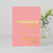 Moderne Eenvoudige Gold Text Pink Engagement Party Folie Uitnodiging