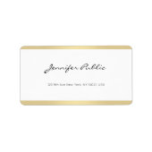 Moderne, eenvoudige Gold White Chic Hand Script Etiket (Voorkant)