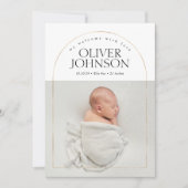 Moderne Eenvoudige Golden Arch Baby Foto Geboorte Aankondiging (Voorkant)