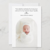 Moderne Eenvoudige Golden Arch Baby Foto Geboorte Aankondiging (Achterkant)