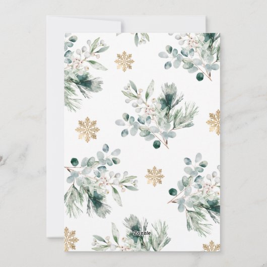 Moderne eenvoudige goud & groen foto Kerstmis Feestdagenkaart (Achterkant)