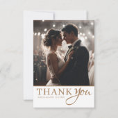 Moderne Eenvoudige Goud & Wit Huwelijk Dank u Bedankkaart (Voorkant)