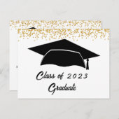 Moderne Eenvoudige Gouden Afstuderen Aankondigingskaart (Voorkant / Achterkant)