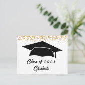 Moderne Eenvoudige Gouden Afstuderen Aankondigingskaart (Staand voorkant)