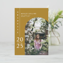 Moderne Eenvoudige Gouden Boog Foto Afstudeerfeest Kaart