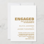 Moderne Eenvoudige Gouden en Witte Verloving Feest Kaart (Voorkant)