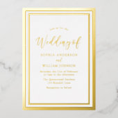 Moderne eenvoudige gouden Folie bruiloft Uitnodiging (Voorkant)