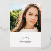 Moderne, eenvoudige gouden foto's afstuderen 2 folie uitnodiging (Achterkant)