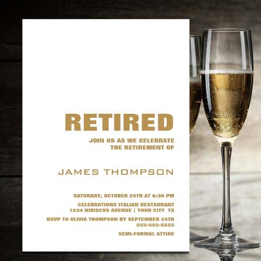 Moderne Eenvoudige Gouden Pensioen Partij Modern Kaart