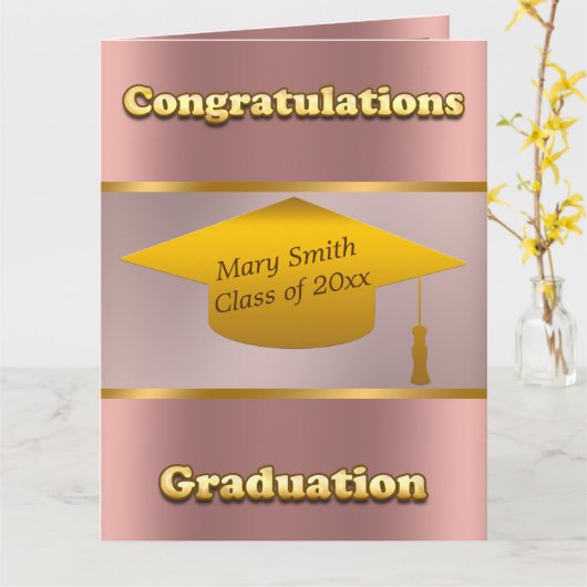 Moderne, eenvoudige, gouden roze kaart (Gele Bloem)