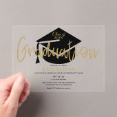 Moderne Eenvoudige Gouden Script Afstudeerfeest Acryl Uitnodigingen (Insitu (Draagbaar))