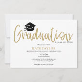 Moderne Eenvoudige Gouden Script Afstudeerfeest Fo Kaart (Voorkant)