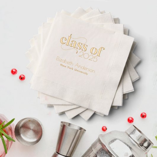 Moderne Eenvoudige Gouden Script Afstudeerfeest Folie Servetten