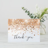 Moderne eenvoudige gouden Sequin Glitter Script Da Bedankkaart (Staand voorkant)