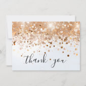 Moderne eenvoudige gouden Sequin Glitter Script Da Bedankkaart (Voorkant)