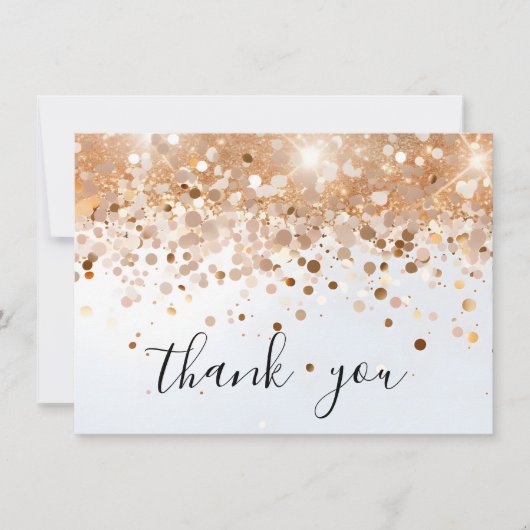 Moderne eenvoudige gouden Sequin Glitter Script Da Bedankkaart (Voorkant)