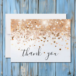 Moderne eenvoudige gouden Sequin Glitter Script Da Bedankkaart