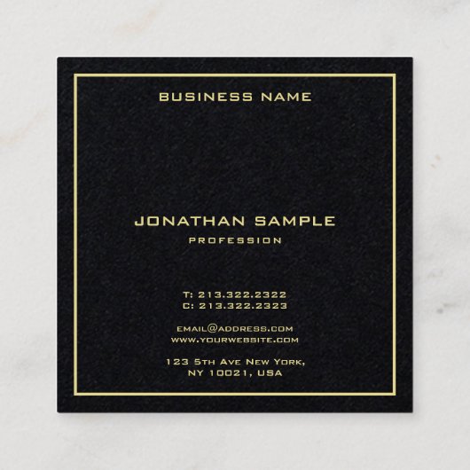 Moderne Eenvoudige Gouden Tekst Elegante Premium Z Vierkante Visitekaartje (Achterkant)