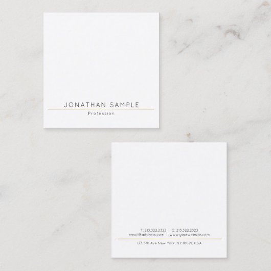 Moderne, eenvoudige, gouden witte Sjabloon voor de Vierkante Visitekaartje (Voorkant / Achterkant)