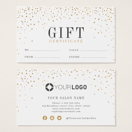 Moderne, eenvoudige goudglitterindustrie visitekaartje (Voorkant /achterkant)