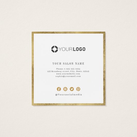 Moderne, eenvoudige goudprijs voor zakelijke korti vierkante visitekaartjes (Achterkant)