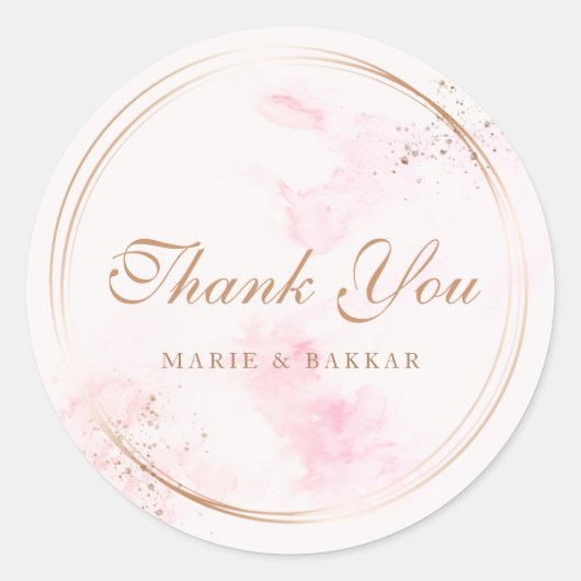 Moderne, eenvoudige goudroze roze dank voor uw fav ronde sticker (Voorkant)