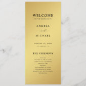 Moderne Eenvoudige Gradiënt Goud & Zwarte Huwelijk Programmakaart (Voorkant)