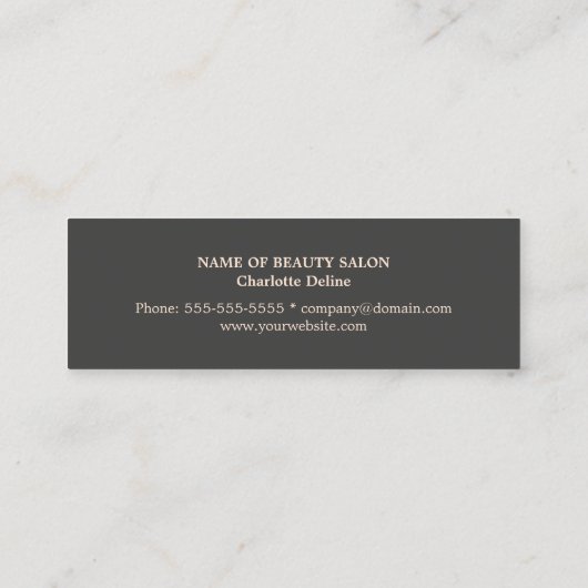 Moderne eenvoudige grafische grijze Roos Makeup ar Mini Visitekaartje (Achterkant)