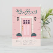 Moderne eenvoudige grafische roze mededeling over  kaart (Staand voorkant)