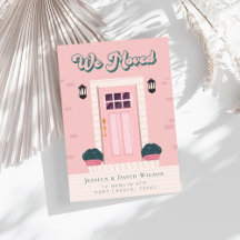 Moderne eenvoudige grafische roze mededeling over 