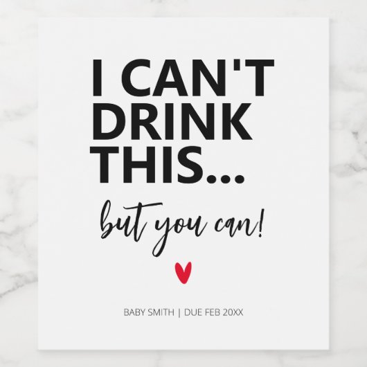 Moderne eenvoudige grappige zwangerschap aankondig wijn etiket (Enkel label)