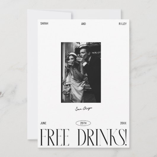 Moderne Eenvoudige Gratis Drankjes Script Save The Date (Voorkant)