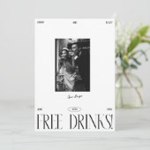Moderne Eenvoudige Gratis Drankjes Script Save The Date (Staand voorkant)