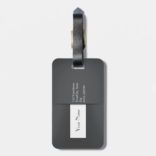 Moderne eenvoudige grijze antracite monogram bagagelabel (Achterkant verticaal)