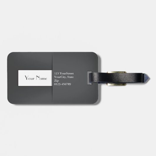 Moderne eenvoudige grijze antracite monogram bagagelabel (Achterkant horizontaal)