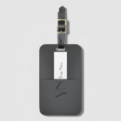 Moderne eenvoudige grijze antracite monogram bagagelabel (Voorkant (verticaal))