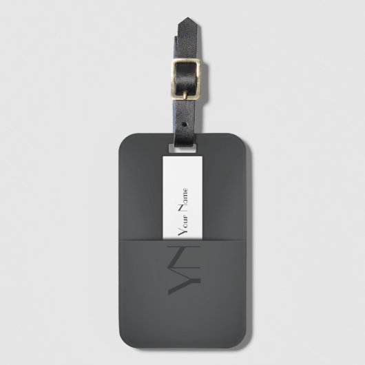 Moderne eenvoudige grijze antracite monogram bagagelabel (Voorkant (verticaal))