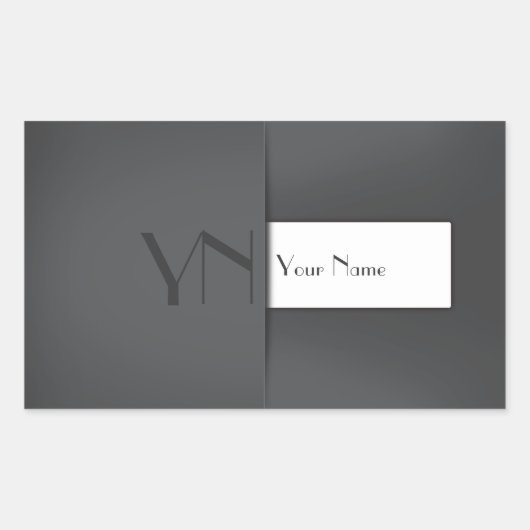Moderne eenvoudige grijze antracite monogram rechthoekige sticker (Voorkant)