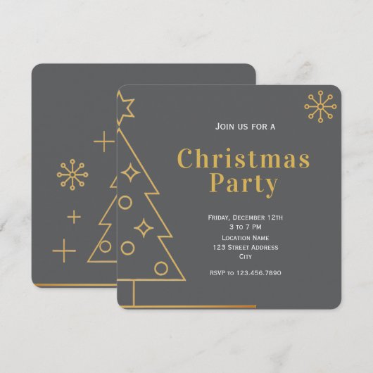 Moderne Eenvoudige Grijze en Gouden Kerstfeest Vie Kaart (Voorkant / Achterkant)