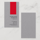 Moderne eenvoudige grijze Rood-rendy minimalistisc Visitekaartje (Voorkant / Achterkant)