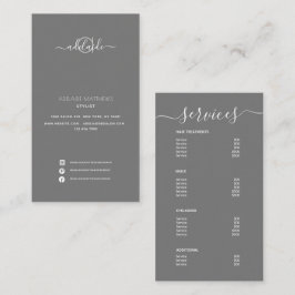 Moderne Eenvoudige grijze spionagemenu Visitekaartje