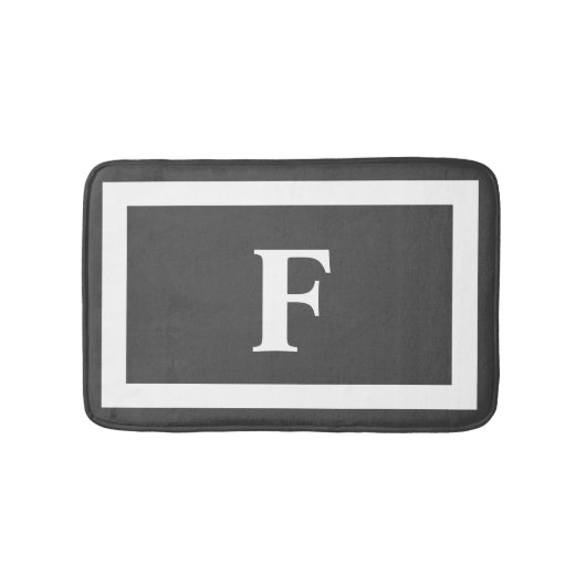Moderne eenvoudige grijze witte monogram badmat (Voorkant)