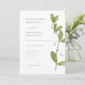 Moderne eenvoudige groen bruiloft kaart (Staand voorkant)