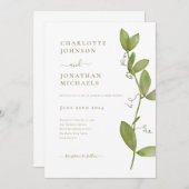 Moderne eenvoudige groen bruiloft kaart (Voorkant / Achterkant)