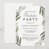 Moderne Eenvoudige Groene Blad Verlovingsfeest Uit Kaart (Voorkant / Achterkant)