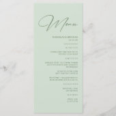 Moderne eenvoudige groene bruiloft menu (Voorkant)