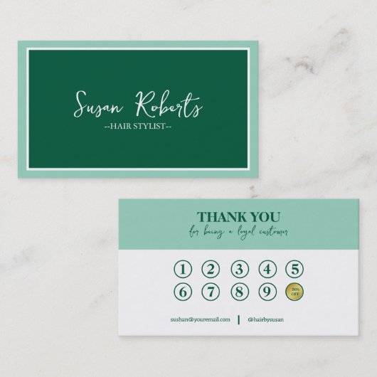 Moderne eenvoudige groene elegante minimalistische visitekaartje (Voorkant / Achterkant)