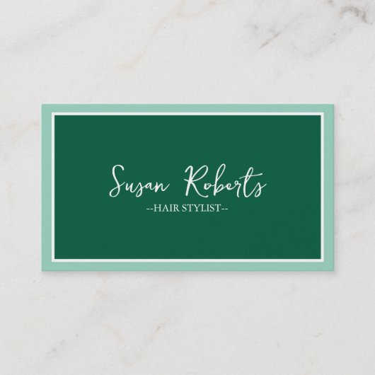 Moderne eenvoudige groene elegante minimalistische visitekaartje (Voorkant)