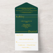 Moderne eenvoudige groene en gouden delicate chiqu all in one uitnodiging (Binnen)