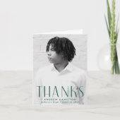 Moderne Eenvoudige Groene Foto Afstuderen Bedankkaart (Voorkant)